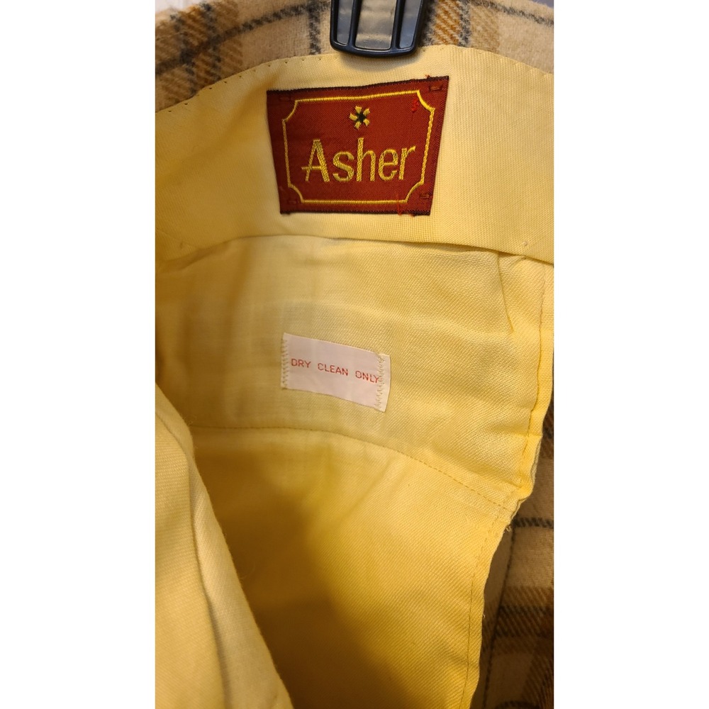 Vintage Asher Pants Mens 44 x 30 Wool‎  Flannel Plaid Golf Dress Disco 60s 70s - Picture 4 of 9